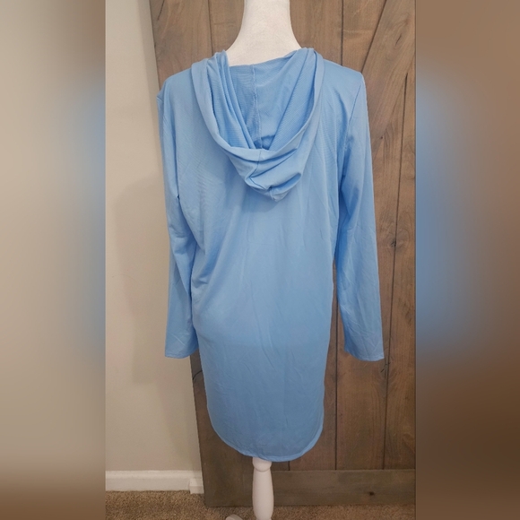 HIHO Maricel UPF 50 Tie Front Hooded Dress In Serenity Blue. Size S NWOT - Picture 7 of 13